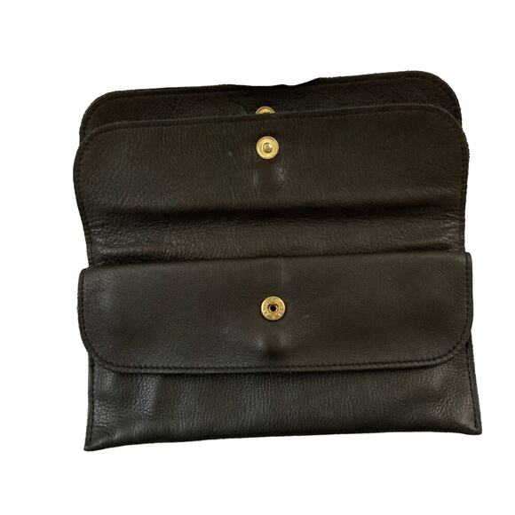 Vintage Y2K Linea Pelle 3 Section Black Leather Clutch - Mint - Picture 5 of 9